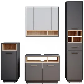 Vicco Beatrice 4-tlg. anthrazit matt/eiche/weiß