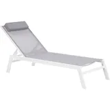 Beliani Gartenliege Grau Aluminium mit Stoffbespannung Kissen Verstellbares Kopfteil Modern Terrasse Ausstattung Relaxliege Sonnenliege Liegestuhl