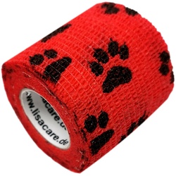 LisaCare selbstklebender Verband - Pfote Rot 5cm x 4,5cm 1 St rot Unisex