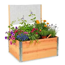 Relaxdays Hochbeet mit Rankhilfe 120 x 80 x 118 cm Schwarz/Silber