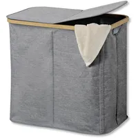 KESPER Wäschesammler, mit zwei Fächern, aus strapazierfähigem Polyester, grau