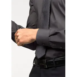 Bruno Banani "Slim-fit", Herren, Gr. 39/40 (M), D-Gr, grau (anthrazit), Obermaterial: 97% Baumwolle, 3% Elasthan, unifarben, Basic, schmal normal, Ärmel mit Ärmelschlitz runde 2-Knopf-Manschette verstellbar, Hemden, Formbeständig durch Elastananteil