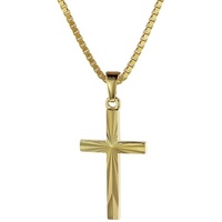 trendor 08512 Kreuz-Anhänger Gold 333/8K 22 mm mit goldplattierter Silberkette, 38 cm