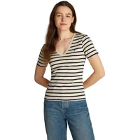 Tommy Hilfiger Damen T-Shirt Kurzarm New Slim Cody V-Ausschnitt,
