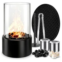 Bioethanol-tischkamin Mit Pu-platte, Ziersteinen, Längerer Brenndauer, Tragbar, Klein Für Den Innen- Und Außenbereich, Balkon, Terrasse, Wohnung