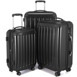 HAUPTSTADTKOFFER Hauptstadtkoffer- Alex - 3er Koffer-Set Trolley-Set Rollkoffer Reisekoffer Erweiterbar, TSA, Doppelrollen, (S, M & L), Schwarz