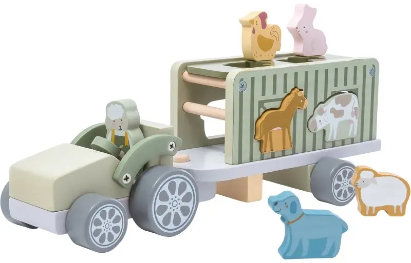 2Kids Toys Wooden Car with Animals Spielzeugset aus Holz 2y+ 10 St.