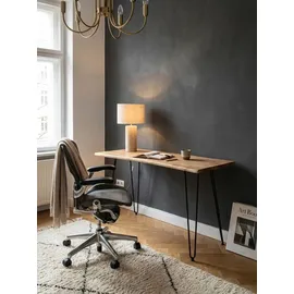 KADIMA DESIGN Schreibtisch / Massivholz/Metall, 150x36x75 cm Baumkante, Haarnadelbeine