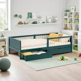 Homestyle4u Kinderbett 90x200 Holzbett mit 2 Schubladen Lattenrost Grün, - Grün