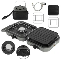 Wolketon Tragbarer Campingkocher Gas, 2-flammig, Mit Grillplatte Und Verchromten Rosten, Sicherheitsabschaltung, Outdoor Gaskocher Für Camping, Garten Und Reise