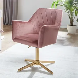FineBuy Drehstuhl Samt Rosa