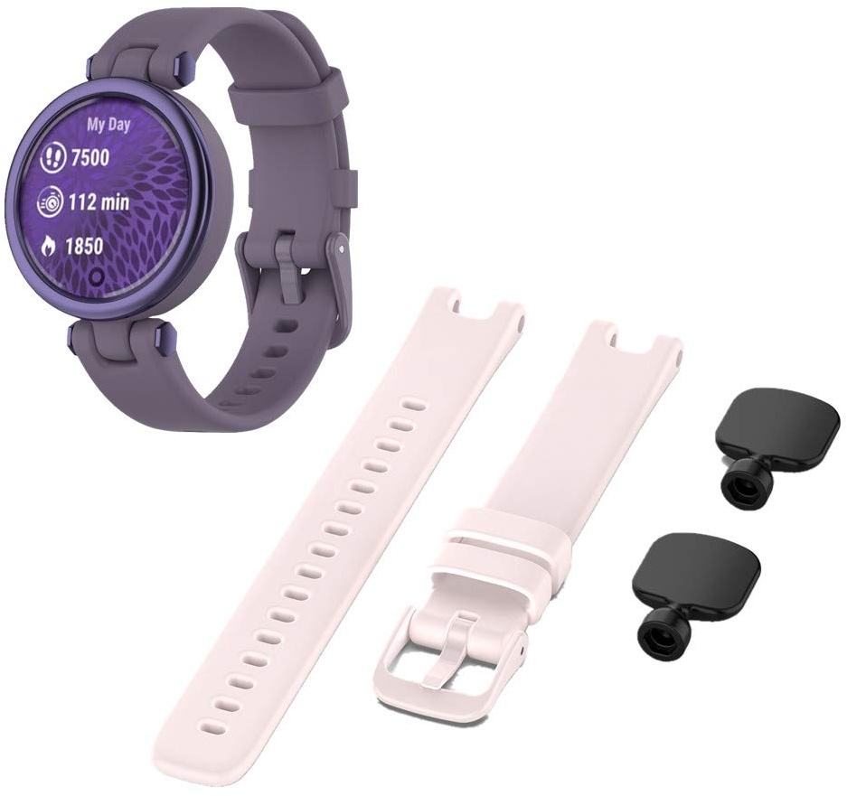 Yoobuu 2 pcs Silikon Armband Kompatibel mit Garmin Lily,Sport Ersatzband für Garmin Lily Smart Watch (Lila + Pink)