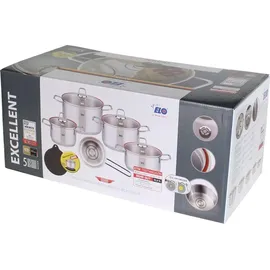 ELO Excellent Topf-Set 5-tlg. 3 x Fleischtopf + Bratentopf + Stielkasserolle + Silikon Topfuntersetzer