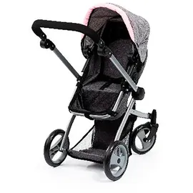 Bayer Design 18333AC Puppenwagenset, Tasche, Puppenbett, Schlafsack, Puppenzubehör, Wagen mit höhenverstellbarem Griff, schwenkbare Vorderräder, wandelbar als Puppenjogger