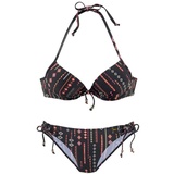 Buffalo Push-Up-Bikini, Damen schwarz-bedruckt, Gr.34 Cup AA,