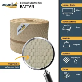 zaunzu® Sichtschutzstreifen 26 m beige Rattan