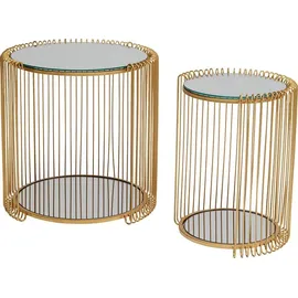 Kare DESIGN Beistelltisch Wire Double 87673 2er Set Glas Gold Messing