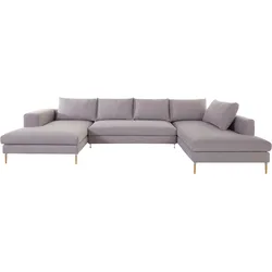 Wohnlandschaft OTTO PRODUCTS "Finnja, viel Platz, wahlweise Bettfunktion und Bettkasten, U-Form", silber (silberfarben), B:371cm H:83cm T:210cm, Luxus-Microfaser: aus recycleten Textilien (100% PES), Sofas, Wohnlandschaft