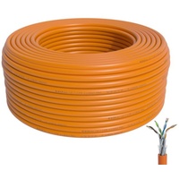 BIGtec CAT7 Netzwerkkabel Verlegekabel Kabel orange KAT7 4x2xAWG23/1 LAN-Kabel, (2000 cm), Anschluß an Patchpanel Netzwerkdosen, Aufputzmontage Unterputzmontage Indoor, Gebäudeverkabelung Hausverkabelung