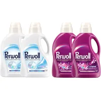 PERWOLL Flüssig-Set 4x 27 Waschladungen (108WL) 2x Color Blütenrausch & 2x White, Feinwaschmittel-Set reinigt sanft und erneuert Farben/Weiß und Fasern, mit Dreifach-Renew-Technologie