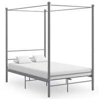 Festnight Himmelbett Bettgestell Metallbett Doppelbett Bettrahmen mit Lattenrost Metall Bettrahmen jugendbett Grau 140 x 200 cm