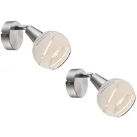 GLOBO Wandleuchten Set LED, Glasschirm satiniert, Wandlampen Wohnzimmer