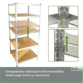 Trutzholm Schwerlastregal Metall 180x60x60cm silber 5 Böden