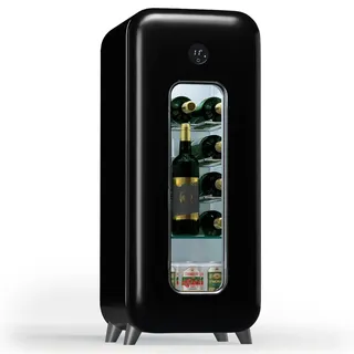 Klarstein Freistehender Weinkühlschrank 1 Zone, Getränkekühlschrank Klein, Kleiner Weinschrank, Wein-Kühlschrank Klein mit Glastür, Indoor/Outdoor Flaschenkühlschrank, Wine Fridge, 15 Uno 15 Flaschen