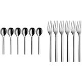 WMF Nuova Suppenlöffel Set 6-teilig, 17 cm, Müslilöffel, Kinderlöffel, Cromargan Edelstahl poliert spülmaschinengeeignet & Nuova Kuchengabel Set 6-teilig, 16 cm, Cromargan Edelstahl poliert, glänzend