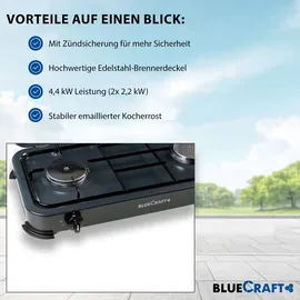 Bluecraft Campingkocher, 2-flammig,