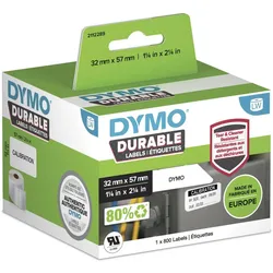 DYMO® Original Hochleistung Etikett für LabelWriterTM, Kunststoff - weiss - permanent haftend, widerstandsfähig, 1 x 800