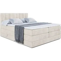 ALTDECOR Boxspringbett mit Matratze und Lattenrost – OTTA King, 160x200, Beige Samt