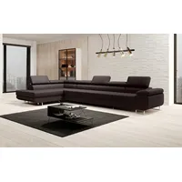 Luxusbetten24 Schlafsofa Designer Sofa Maxi in Kunstleder, mit Schlaffunktion und Stauraum braun