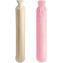 Homealexa Lange Wärmflasche mit weichem Bezug 2 Liter, Hot Water Bottle Bettflasche Schlauch-Wärmflasche für Rücken Nacken Schulter und Unterleib, große Wärmeflasche 73 x 13cm, Nackenwärmflasche