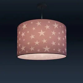 Paco Home Pendelleuchte Baby Lampenschirm Stoff Rund Sterne Kinderlampe Deckenlampe LED Kinderzimmer Sternenhimmel Motiv E27