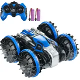 Vevor Amphibisches Ferngesteuertes Auto 4WD 24G Spielzeugauto Stunt RC Blau