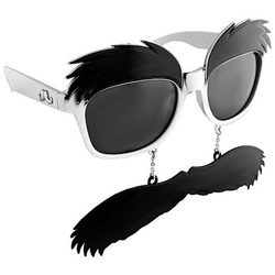 Sun Staches Kostüm Groucho Partybrille, Lustige Brille mit Schnauzbart und Augenbrauen weiß