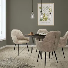 ECD Germany Esszimmerstuhl Kunstleder Olive 2er Set