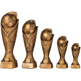 Henecka Fussball-Pokal, Resinfigur Fussball, Bronze, mit Wunschgravur und auswählbarem Sport-Emblem, Größe 39 cm