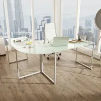 riess-ambiente Exklusiver Design Eck-Schreibtisch BIG DEAL 180cm mattweiß Glas Bürotisch Laptoptisch Tisch