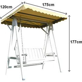 Melko Hollywoodschaukel Weiß Gartenschaukel Hängesitz mit Dach