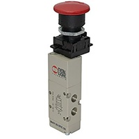 Riegler 5/2-Wegeventil man. Pilztaster, Notrastung, monostabil, G 1/8