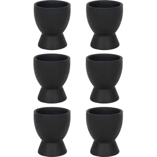 Shopping4u-24 Eierbecher - H 8 cm - Steingut - 6er Set - Schwarz