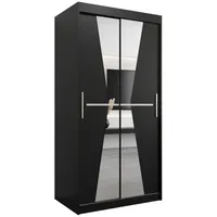 Abiks möbel MÖBEL Kryspol Schwebetürenschrank Schwarz, Kunststoff, Nachbildung, 5