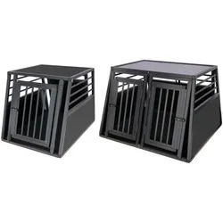 Auto Hundebox - Alu-Transportbox Vacation mit Antirutschmatte, eintürig oder zweitürig (Größe: XL)