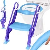 Kidiz KIDIZ® Kinder Toilettensitz Toilettentrainer mit Treppe und Griffe Faltbar Kindertoilette WC Sitz Töpfchentrainer Lerntöpfchen bequemem Kissen und breiten Stufen Toilettentreppe höhenverstellbar