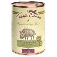 Terra Canis Classic 400g Dose Hundenassfutter 6 x 400 Gramm Wildschwein mit Naturreis, Fenchel & Himbeeren