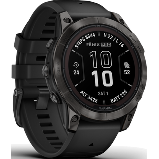 Garmin fenix® 7 PRO fenix 7 PRO - Sapphire Solar Edition Schwarz/Carbongrau Titan DLC mit QuickFit®-Silikon-Armband 22 mm" 010-02777-11" - digital,touchscreen,variabel,schwarz - 47mm