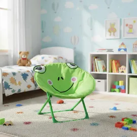 Relaxdays Moonchair Kinder, Frosch, faltbar, HxBxT: 47 x 50 x 48 cm, Kinderstuhl draußen & drinnen, Kindersessel, grün