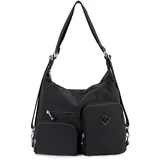 NOTAG Rucksack Damen, 2 in 1 Handtasche Rucksack Wasserdicht Nylon Schultertasche Rucksäcke Damen Umhängetasche für Reisen (Schwarz)